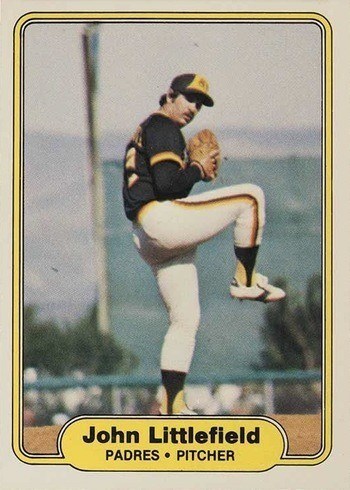 1982 Fleer #576 John Littlefield Pitching Lefty Error Baseball Card