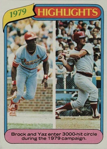 1980 Topps #1 Lou Brock and Carl Yastrzemski Highlights Baseball Card