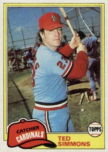 1981 Topps #705 Ted Simmons Baseball Card 1981 Topps #705 Ted Simmons Baseball Card