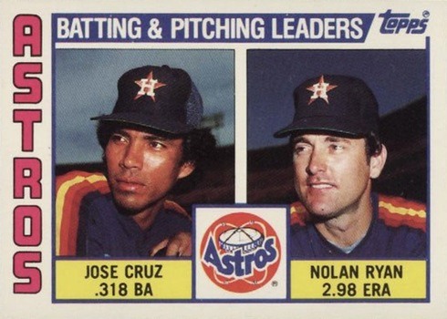 1984 Topps #66 Astros Batting and Pitching Leaders Jose Cruz and Nolan Ryan Baseball Card