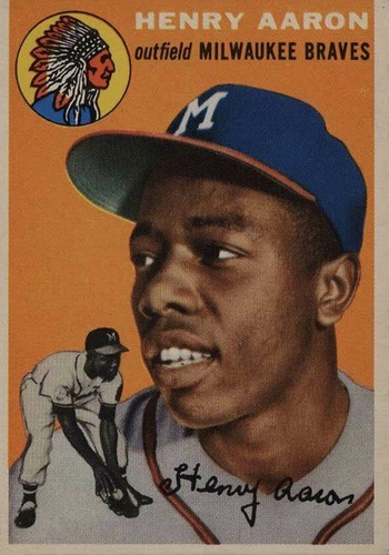 1954 Topps #128 Hank Aaron Rookie Card 1954 Topps #128 Hank Aaron Rookie Card
