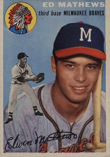 1954 Topps #30 Eddie Mathews Baseball Card 1954 Topps #30 Eddie Mathews Baseball Card