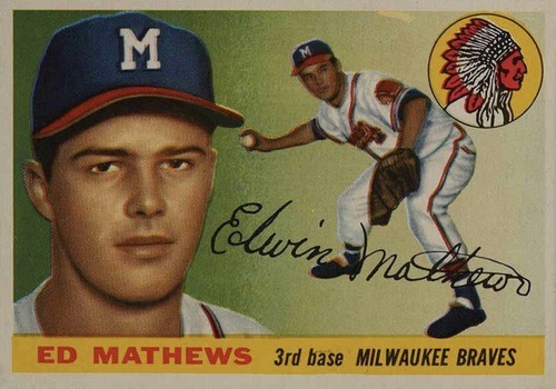 1955 Topps #155 Ed Mathews Baseball Card 1955 Topps #155 Ed Mathews Baseball Card
