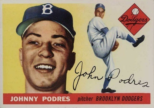 1955 Topps #25 Johnny Podres Baseball Card 1955 Topps #25 Johnny Podres Baseball Card