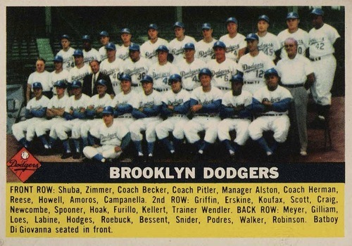 1956 Topps #166 Brooklyn Dodgers Team Baseball Card