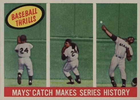 1959 Topps #464 Willie Mays Catch Makes Series History Baseball Card 1959 Topps #464 Willie Mays Catch Makes Series History Baseball Card