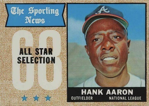 1968 Topps #370 Hank Aaron All-Star Baseball Card 1968 Topps #370 Hank Aaron All-Star Baseball Card