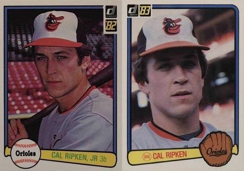 1982 and 1983 Donruss Baseball Card Designs Side By Side