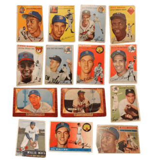 Hank Aaron, Ernie Banks, Al Kaline, Ted Williams, Jackie Robinson, Roberto Clemente and Willie Mays Baseball Cards