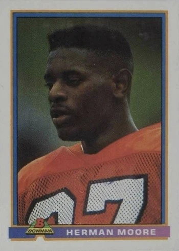 1991 Bowman #158 Herman Moore Rookie Card 1991 Bowman #158 Herman Moore Rookie Card