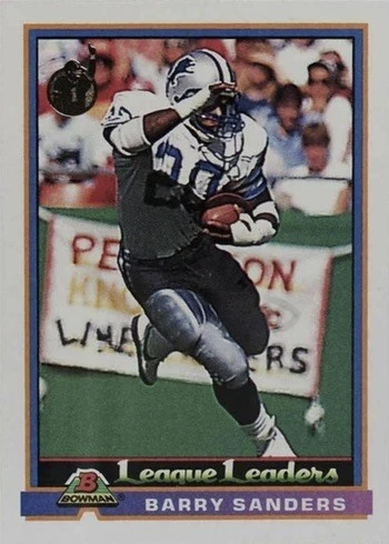 1991 Bowman #273 League Leaders Barry Sanders Football Card 1991 Bowman #273 League Leaders Barry Sanders Football Card