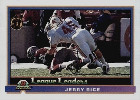1991 Bowman #274 League Leaders Jerry Rice Football Card