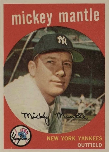 1959 Topps #10 Mickey Mantle Baseball Card 1959 Topps #10 Mickey Mantle Baseball Card