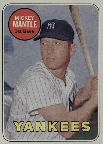 1969 Topps #500 White Letter Variation Mickey Mantle Baseball Card