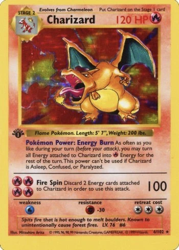 1999 Πρώτη έκδοση Pokemon Card Charizard #4