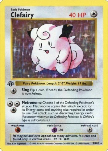 1999 First Edition Pokemon Card Clefairy #5