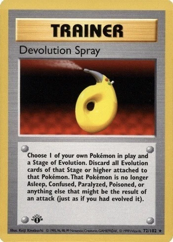 1999 Първо издание Pokemon Card Devolution Spray Card #72