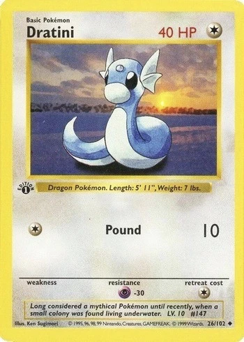 1999 First Edition Pokemon Card Dratini #26