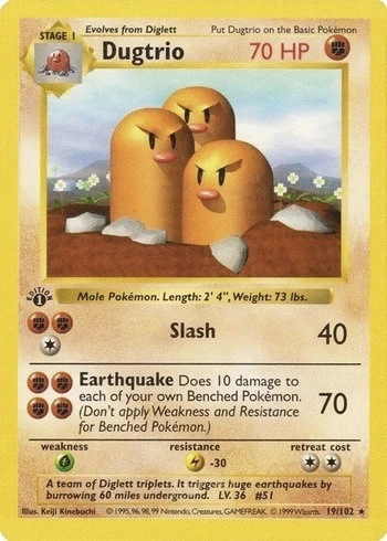 1999 Πρώτη έκδοση Pokemon Card Dugtrio #19