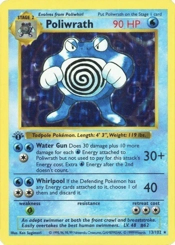 1999 First Edition Pokemon Card Poliwrath #13