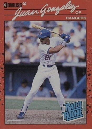 1990 Donruss #33 Reverse Negative Juan Gonzalez Rookie Card