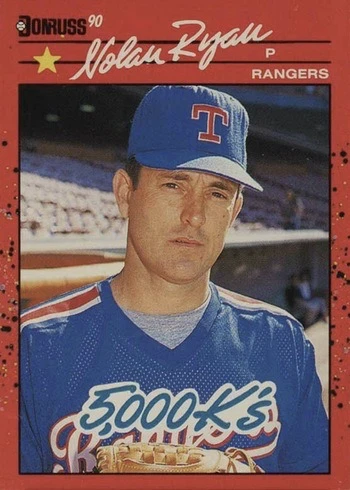 1990 Donruss #659 5000 Strikeouts Tribute Nolan Ryan Baseball Card 1990 Donruss #659 5000 Strikeouts Tribute Nolan Ryan Baseball Card
