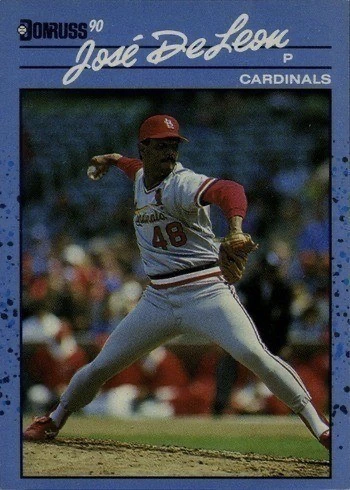 1990 Donruss Blue White Test Issue Jose DeLeon Baseball Card 1990 Donruss Blue White Test Issue Jose DeLeon Baseball Card
