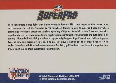 1990 Pro Set SuperPro Card Reverse Side
