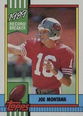 1990 Topps #1 Record Breaker Joe Montana Football Card