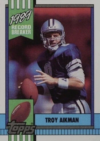 1990 Topps #3 Record Breaker Troy Aikman Football Card