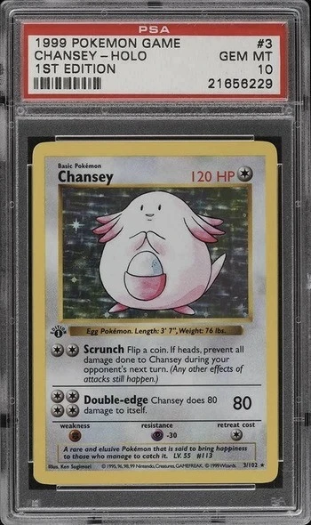 1999 First Edition Holographic Chansey Pokemon Card