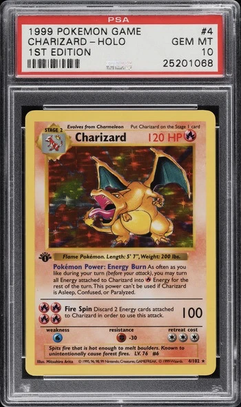 PSA 10 First Edition Holographic Charizard Pokemon Card