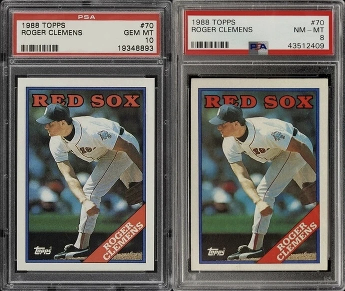 Two 1988 Topps Roger Clemens Baseball Cards Graded by PSA