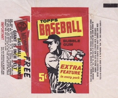 Wrapper of a Pack of 1961 Topps Baseball Cards
