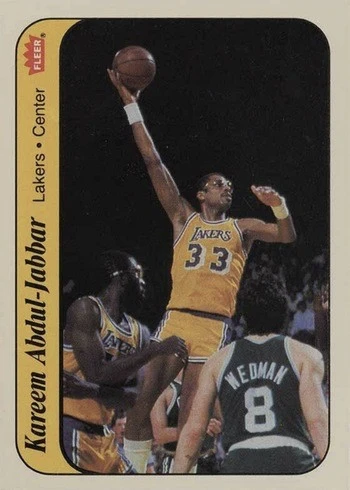 1986 Fleer Sticker #1 Kareem Abdul-Jabbar Basketball Card