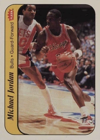 1986 Fleer Sticker #8 Michael Jordan Rookie Card 1986 Fleer Sticker #8 Michael Jordan Rookie Card