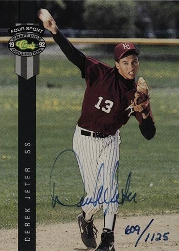 1992 Classic 4 Sport #231 Autograph Derek Jeter Baseball Card