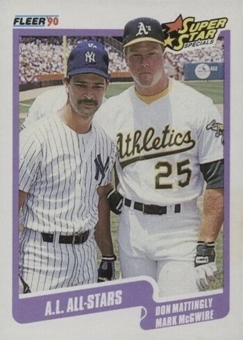 1990 Fleer #638 Super Star Specials AL All-Stars Don Mattingly and Mark McGwire Baseball Card