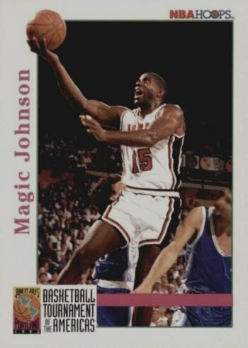 1992 NBA Hoops #340 USA Magic Johnson Basketball Card