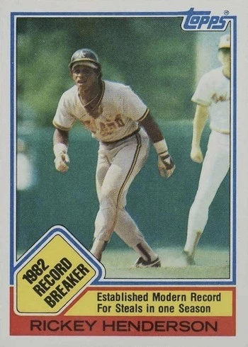 1983 Topps #2 Rickey Henderson Record Breaker Baseball Card