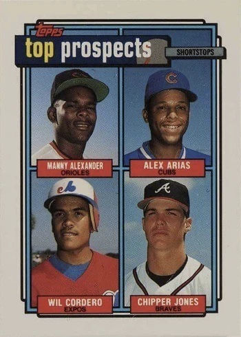 1992 Topps #551 Top Prospects Shortstops Chipper Jones Baseball Card 1992 Topps #551 Top Prospects Shortstops Chipper Jones Baseball Card