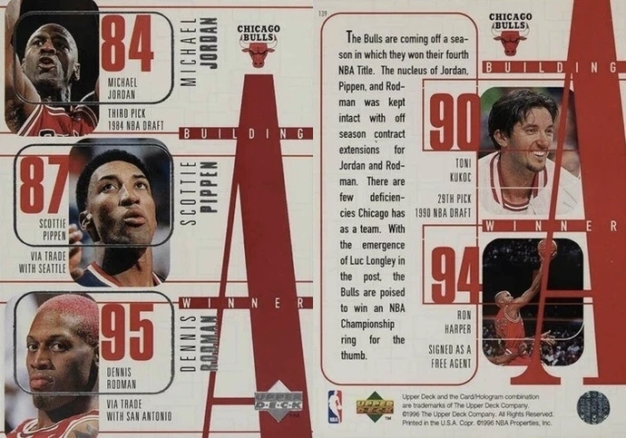 1996 Upper Deck #139 Chicago Bulls Basketball Card