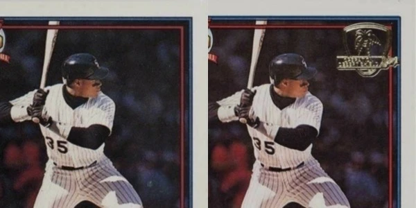 Side By Side Comparison of 1991 Topps Frank Thomas versus 1991 Topps Desert Shield Frank Thomas