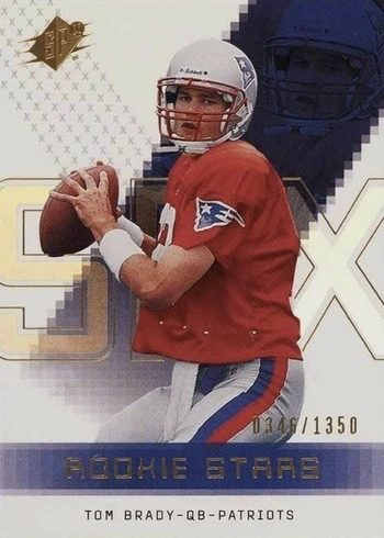 2000 SPx #130 Tom Brady Rookie Card 2000 Playoff Momentum #180 Tom Brady Rookie Card