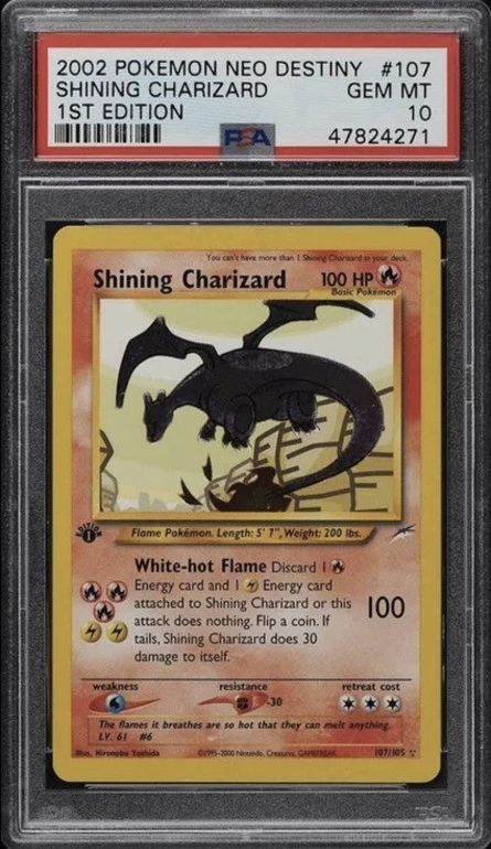 2002 Pokemon Neo Destiny First Edition Shining Charizard Card