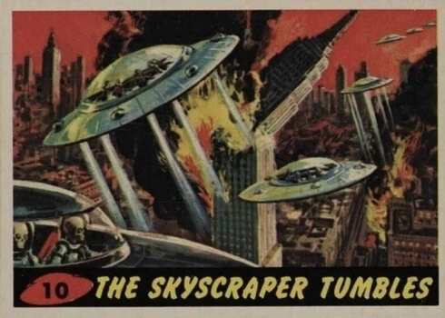 1962 Mars Attacks #10 The Skyscraper Tumbles Trading Card 1962 Mars Attacks #10 The Skyscraper Tumbles Trading Card