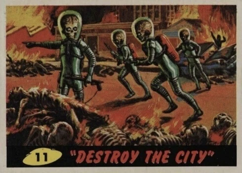 1962 Mars Attacks #11 Destroy The City Trading Card 1962 Mars Attacks #11 Destroy The City Trading Card