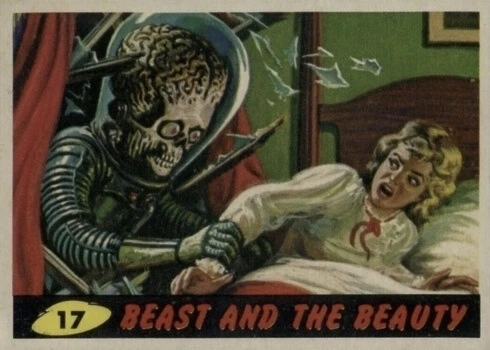 1962 Mars Attacks #17 Beast and the Beauty Trading Card 1962 Mars Attacks #17 Beast and the Beauty Trading Card