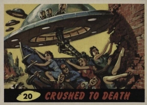 1962 Mars Attacks #20 Crushed To Death Trading Card 1962 Mars Attacks #20 Crushed To Death Trading Card