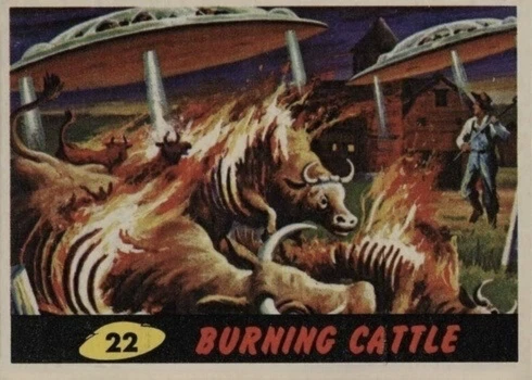 1962 Mars Attacks #22 Burning Cattle Trading Card 1962 Mars Attacks #22 Burning Cattle Trading Card